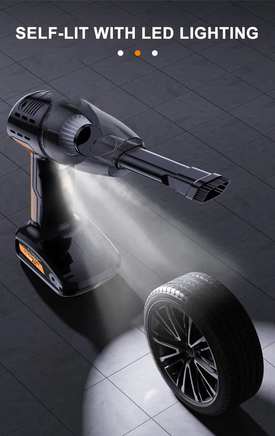 Aspiradora Inalámbrica para Carro con Bomba Infladora 12V – Limpieza y Mantenimiento en un Solo Equipo