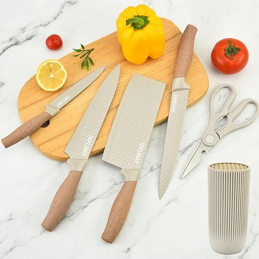 Juego de Cuchillos de Cocina de Acero Inoxidable X6 Piezas con Porta Cuchillos | Precisión Profesional y Estilo Moderno